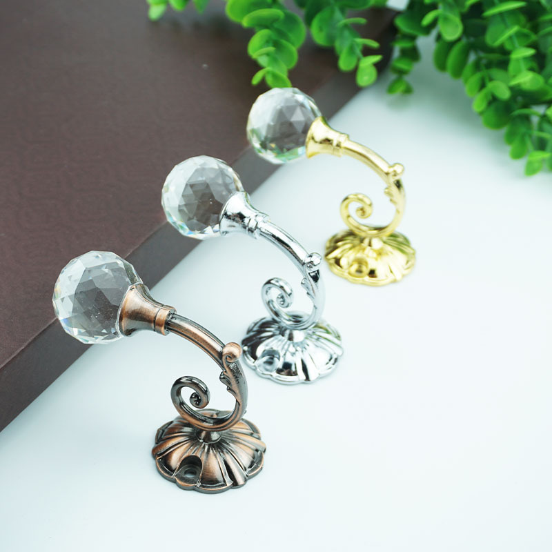 New European-style curtain hooks, curtain wall hooks, simple small crystal wall hooks, coat hooks, wall hooks, and curtain tie hooks full figure