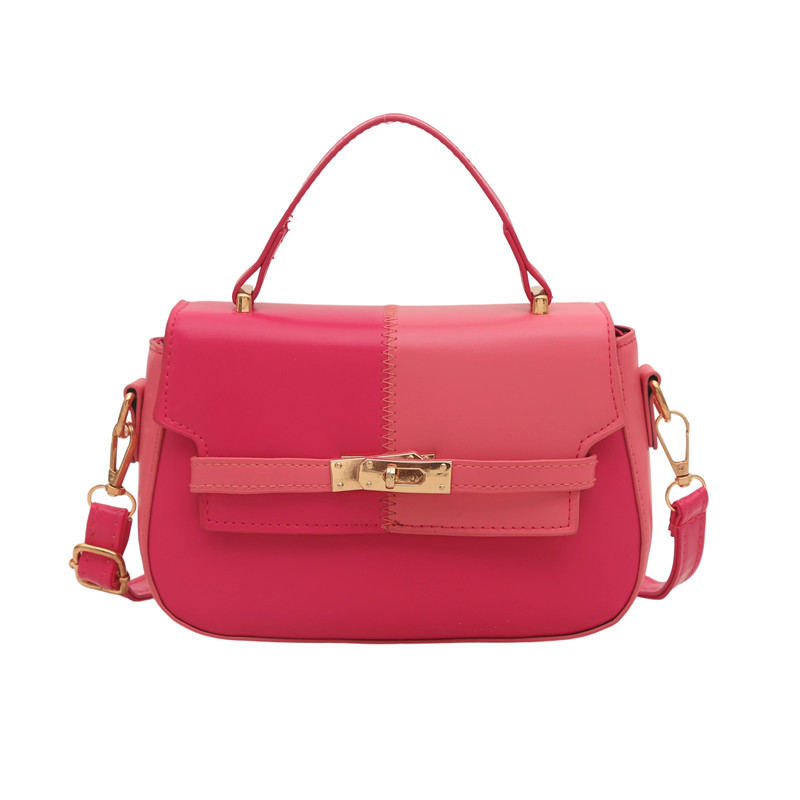 The 2025 new cross-border fashion trend quality color-blocking and color-blocking single-shoulder crossbody Kelly bag is a portable bag Item Picture