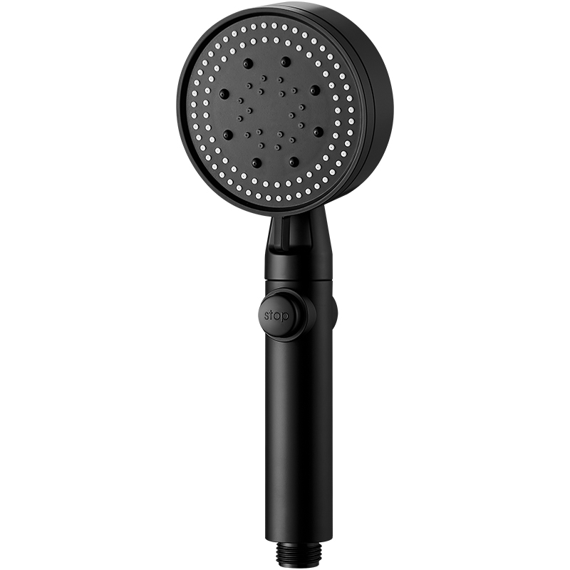 Household handheld showerhead five-speed pressurized shower and bath heater set, ABS silicone hole baked paint showerhead full figure