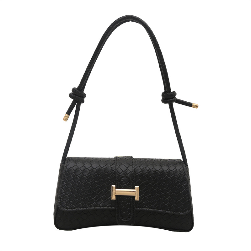 Woven solid color 2025 simple and color-blocked fashion, casual and retro street crossbody bag with shoulder Item Picture