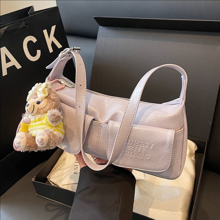 High-quality and fashionable multi-pocket underarm bag for women, 2025 new Korean-style motorcycle bag, single-shoulder bag, trendy solid color crossbody bag full figure