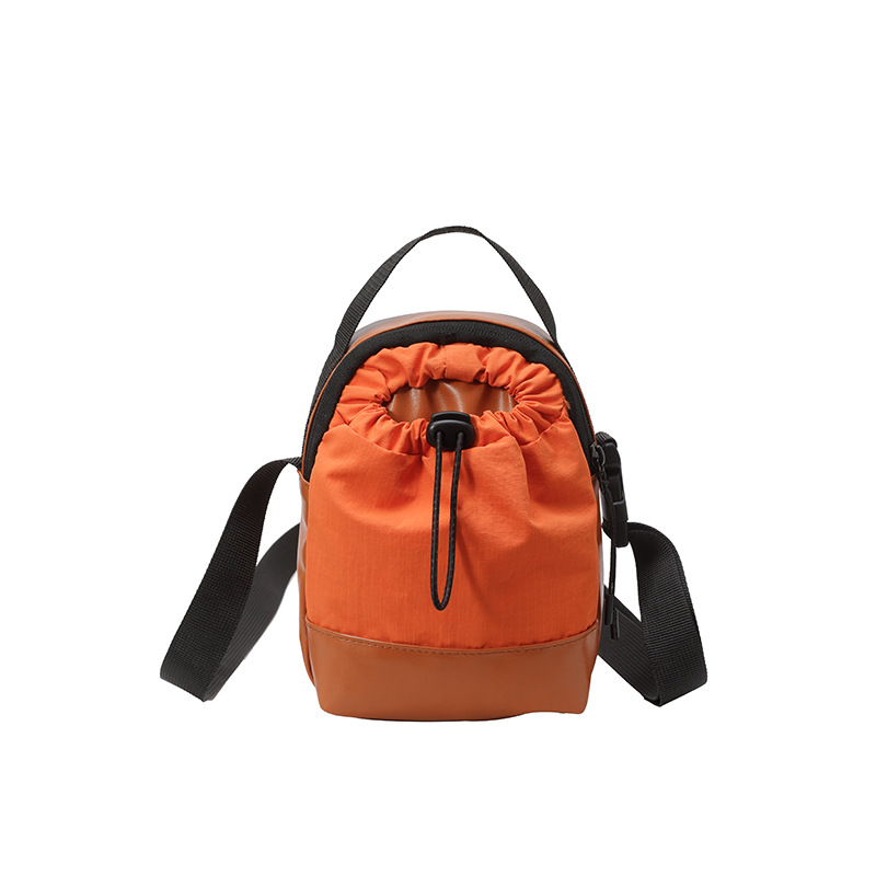 Color-blocking, lightweight, waterproof, spliced, casual and personalized small bag for Spring/Summer 2025, with a drawstring vertical crossbody phone bag Item Picture
