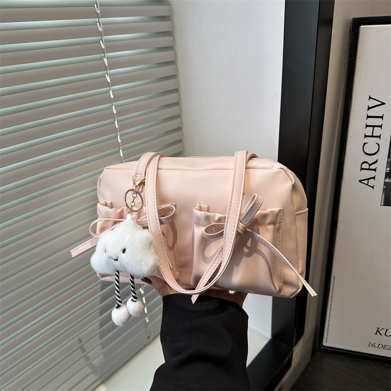 Silver commuter large-capacity tote bag for women 2025 new style bowling bag, single-shoulder underarm bag, hand-held pillow bag full figure