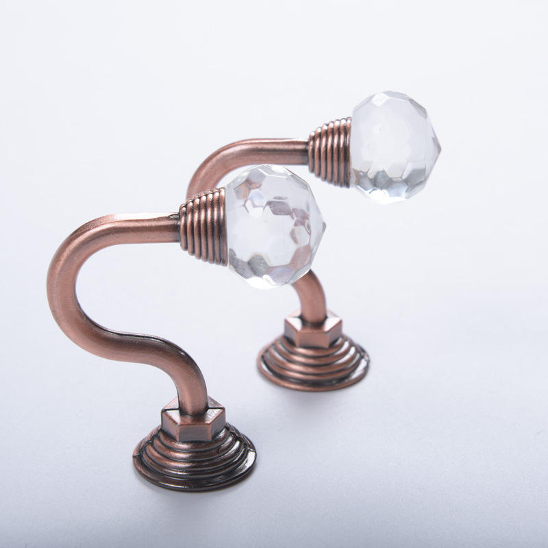 Xusheng curtain hooks, wall hooks, round heads, small crystal wall hooks, binding straps, tassels, binding balls, hanging balls, fixed curtain hooks, curved hooks details Picture