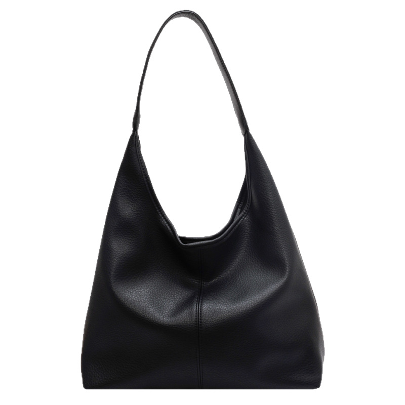 Retro and fashionable lychee pattern underarm bucket bag for women 2025 new style simple mother and child casual large capacity single-shoulder bag Item Picture