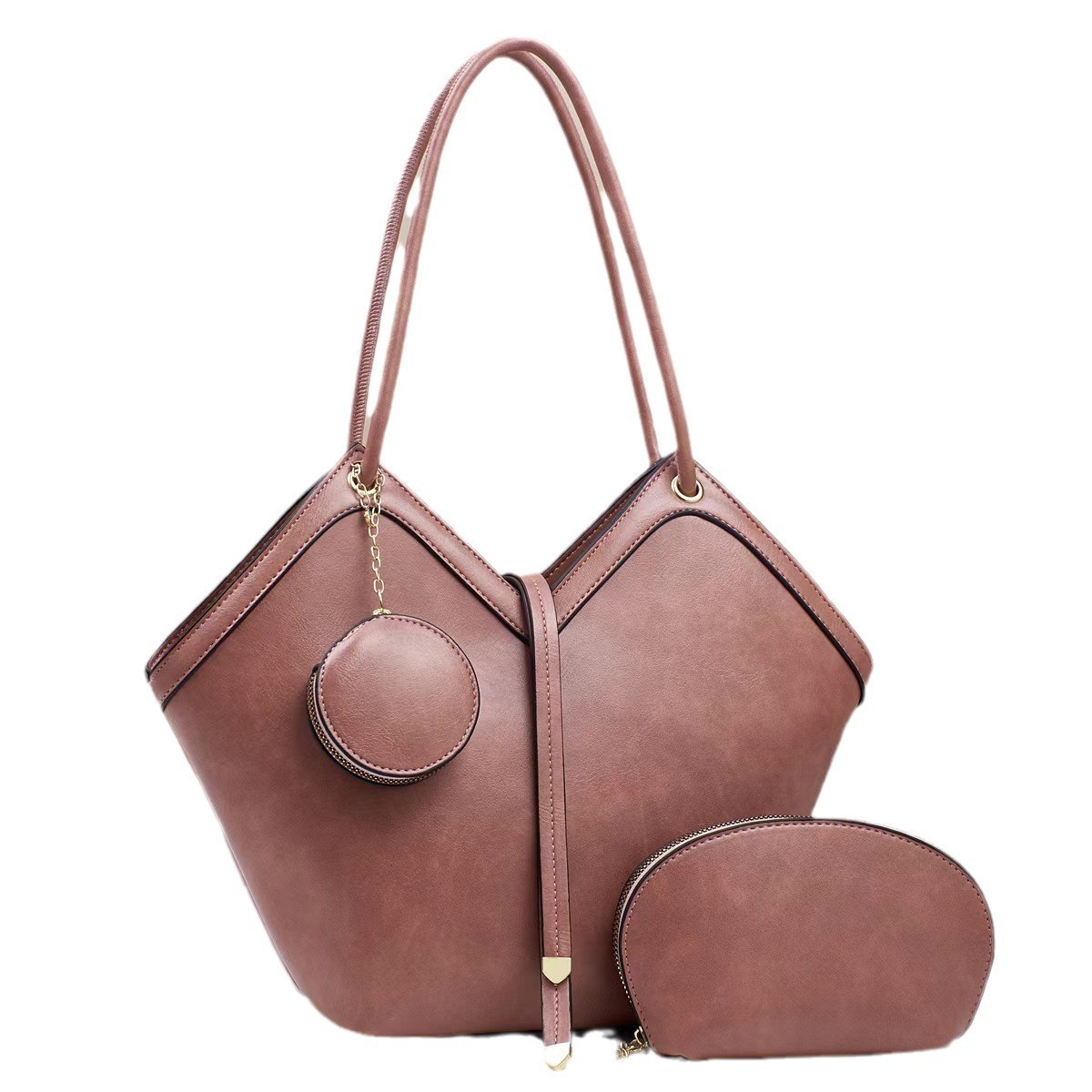 Niche tote bag for women, large-capacity retro handbag, three-piece set, crossbody bag, high-end cross-border women's bag Item Picture