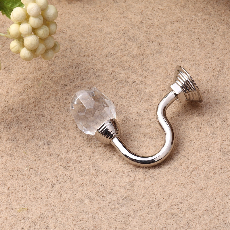 Xusheng curtain hooks, wall hooks, round heads, small crystal wall hooks, binding straps, tassels, binding balls, hanging balls, fixed curtain hooks, curved hooks Application Scenario