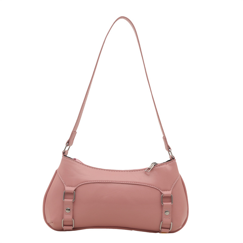 Solid color simple baguette bag for women 2025 new trendy and fashionable niche design single-shoulder bag sweet and casual underarm bag Item Picture