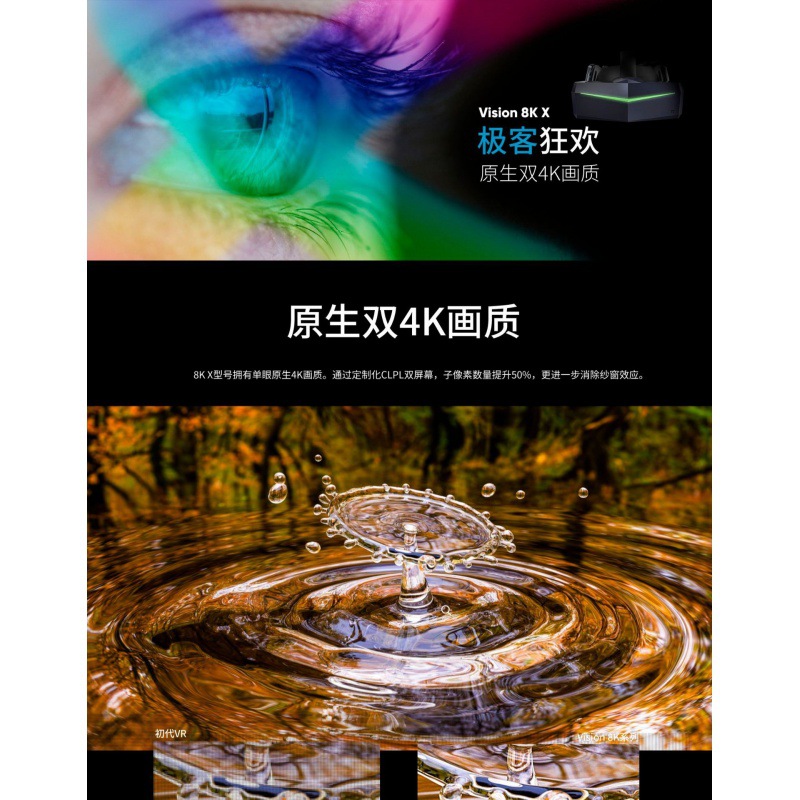 Xiaopai pimax 8k x virtual reality glasses VR all-in-one machine PC motion-sensing game console 3d head-mounted display gaming device Specification drawing