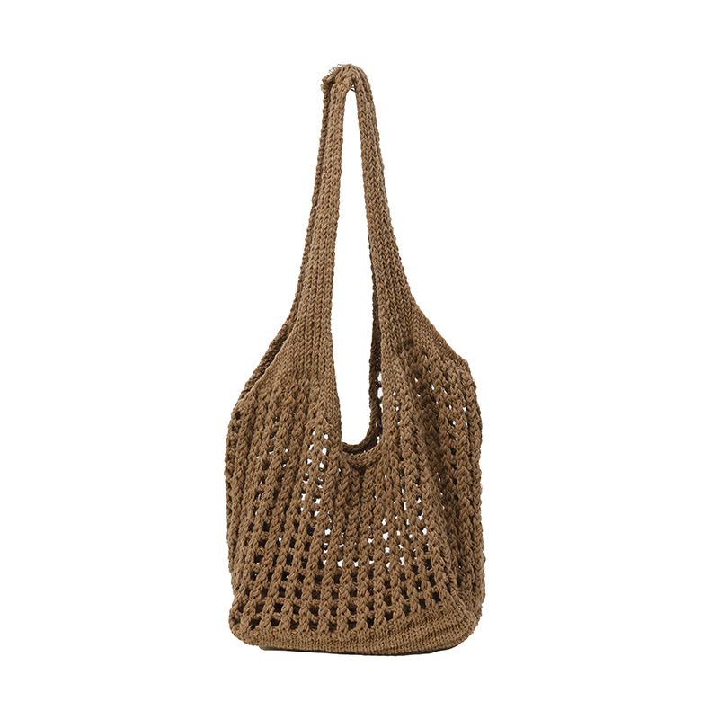 Large-capacity commuting high-end floral tote bag for women, 2025 new spring/Summer hollowed-out knitted bag, single-shoulder woven bag Item Picture