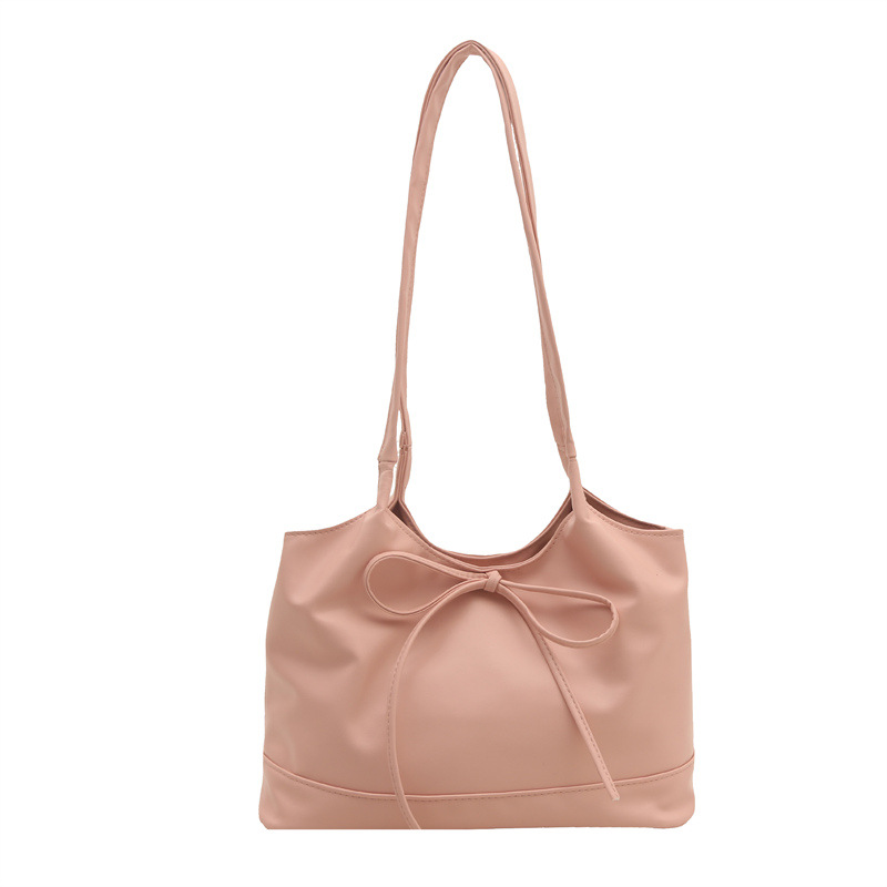 Sweet bow single-shoulder bag 2025 new style, stylish texture soft leather tote bag, large-capacity commuting underarm bag Item Picture
