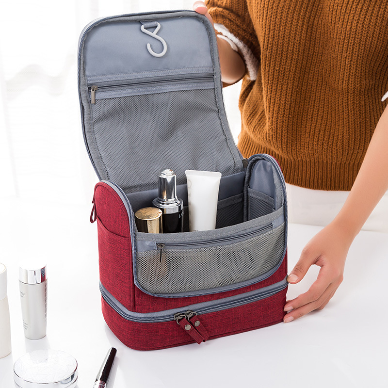 Hanging dry-wet separated toiletry bag, travel makeup bag, cosmetics storage bag, large-capacity makeup bag with a high-end feel details Picture