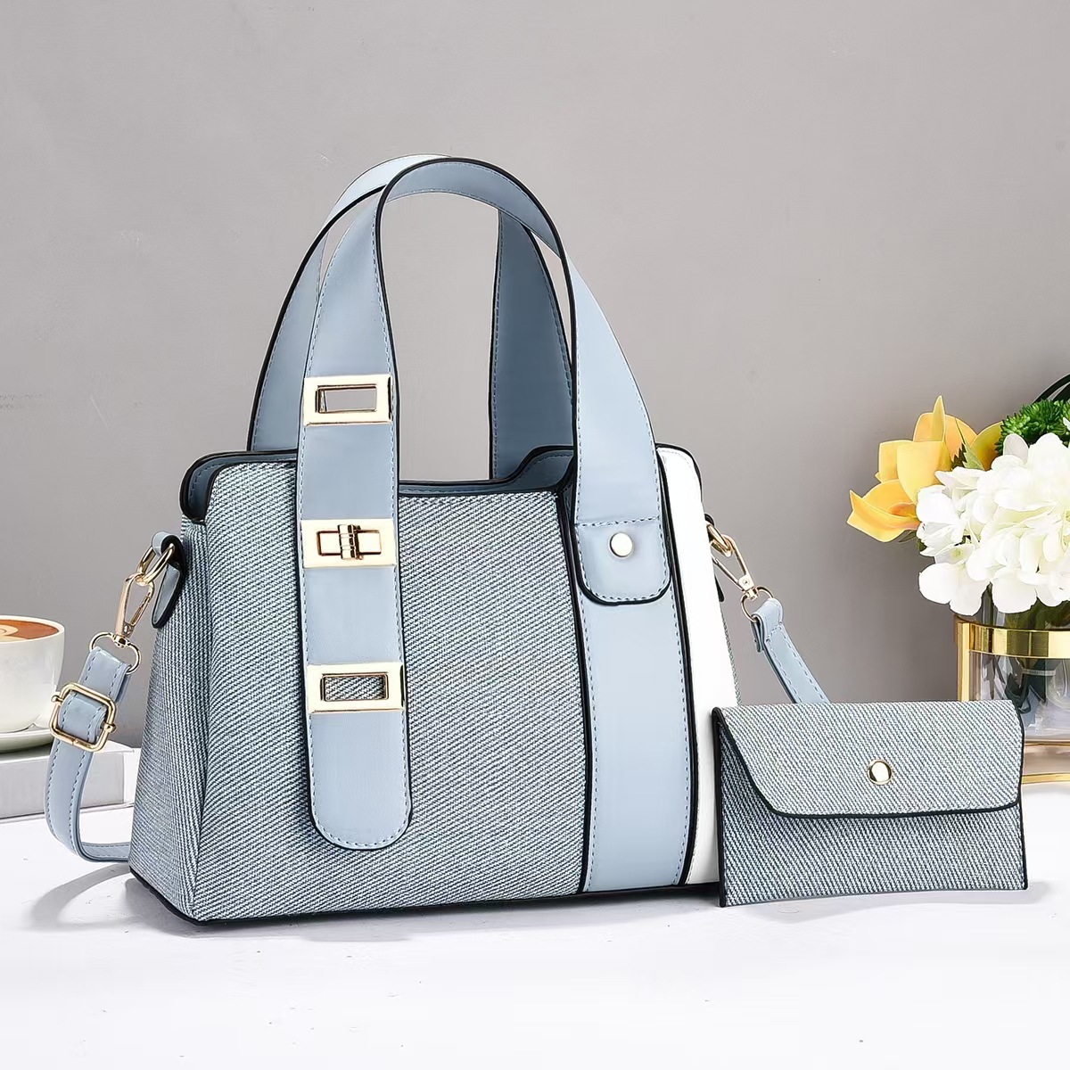 New high-appearure-level multi-layer mother-and-child bag patchwork color-blocked handbag, large-capacity cross-border fashionable single-shoulder bag, crossbody bag details Picture