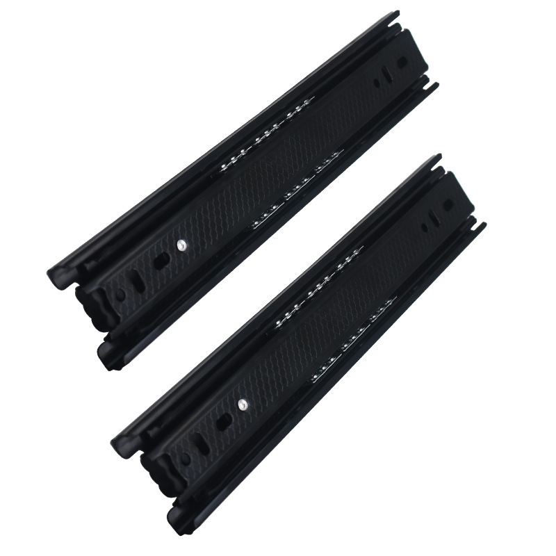 45-wide three-section slide rail, silent damping buffer guide rail, steel ball, cabinet and wardrobe slide rail, thickened drawer track slide rail Item Picture