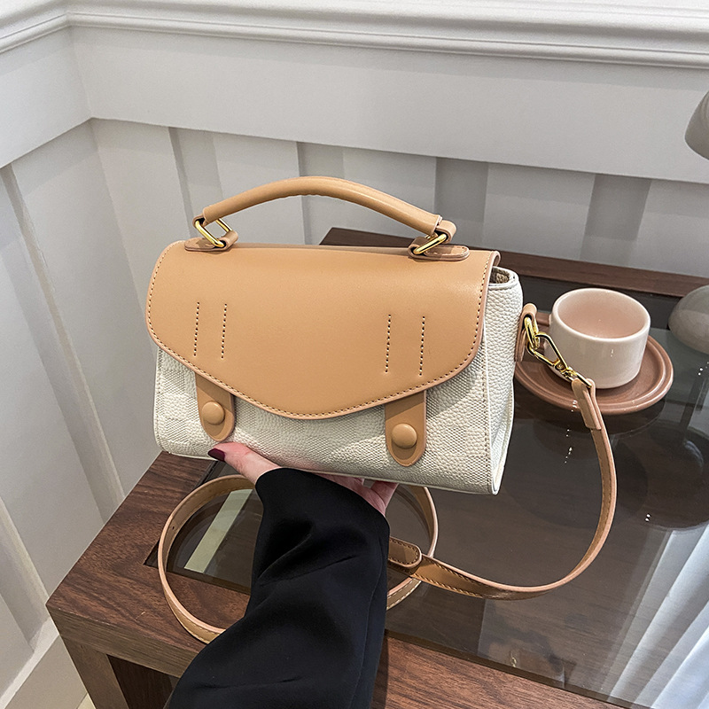 Bag Lady 2025 New crossbody bag, high-end texture, color-blocking handbag, simple Japanese and Korean style, casual bag trend Specification drawing