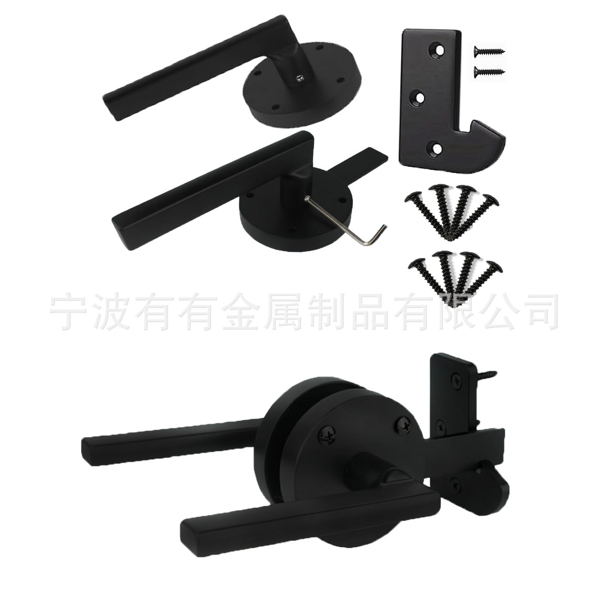Wholesale e-commerce barn door handles, black aluminum double-sided door bolts, latches, heavy-duty wooden fences, door bolts, and hardware accessories details Picture