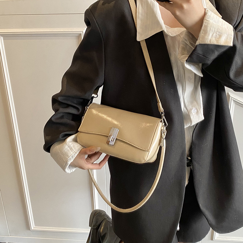 Soft leather single-shoulder underarm bag for women, 2025 new style, high-end feel, casual and versatile, commuting crossbody small square bag Specification drawing