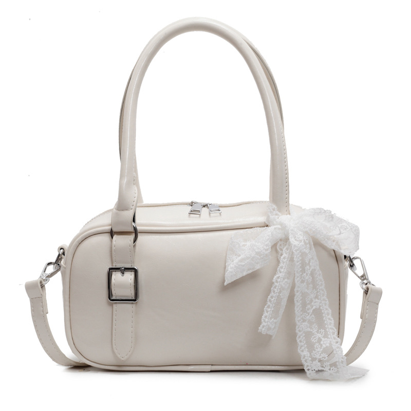 High-end oil wax leather hand-held Boston bag for women, Korean style, trendy, versatile, stylish and niche women's crossbody bag Item Picture