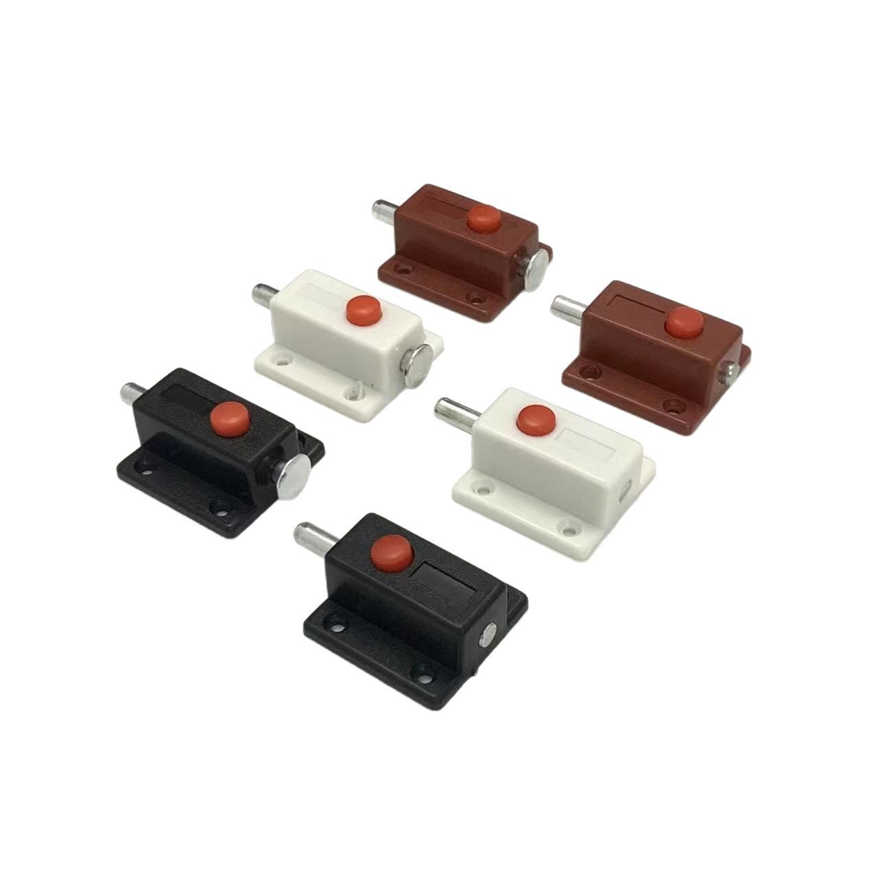 Thickened furniture hardware plastic automatic button latch with cover cabinet door fully automatic plastic spring latch manufacturer Item Picture