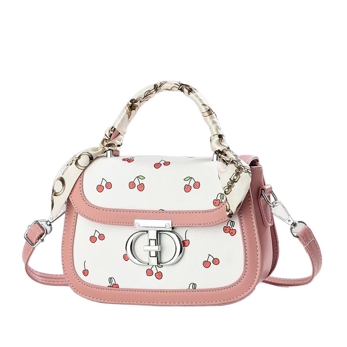 The new small cherry print fashionable handbag is a high-quality, stylish cross-border single-shoulder bag with a versatile and trendy crossbody style Item Picture