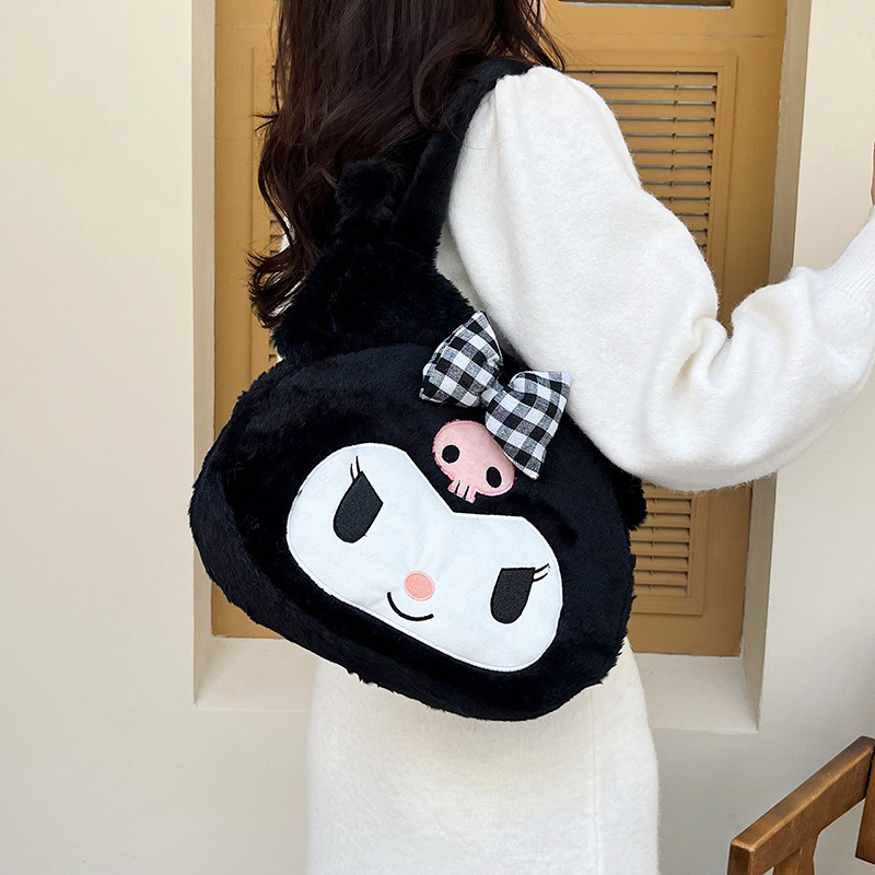 Katong fresh and cute plush single-shoulder bag, girlish heart, large-capacity tote underarm bag, birthday gift cross-border wholesale Specification drawing