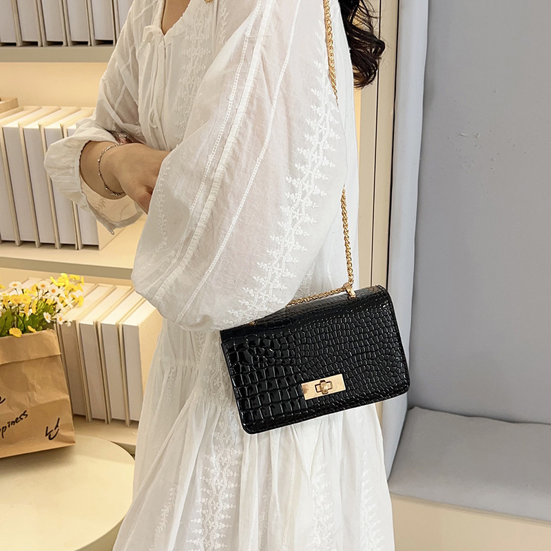 Cross-border simple and trendy small bag with stone pattern, new fashionable crossbody bag, stylish Korean-style solid color commuter single-shoulder bag Specification drawing