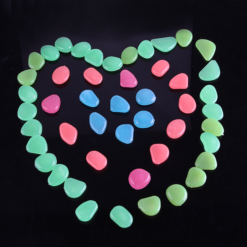 100 pieces of colored luminous pebbles for garden fish tank landscaping, artificial fluorite pebbles, factory wholesale of luminous stones details Picture