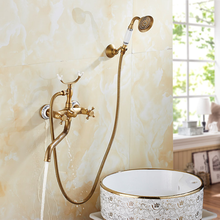 European and American style copper antique simple shower head set, concealed shower head, mixing valve, and extended pipe can be provided on behalf details Picture
