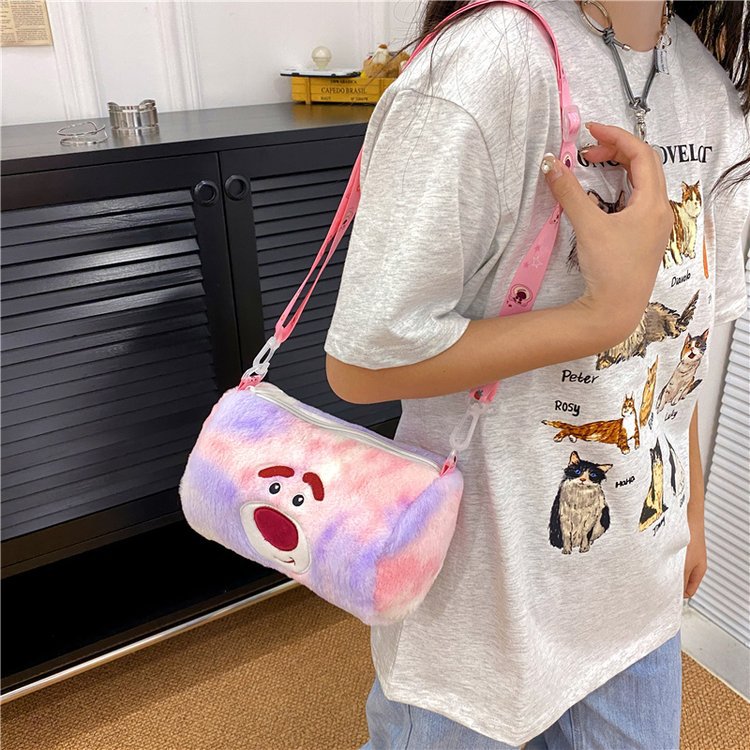 New plush toy, round bucket bag, doll, strawberry bear, Kuromi, foreign trade cartoon claw machine, exchange gift Specification drawing