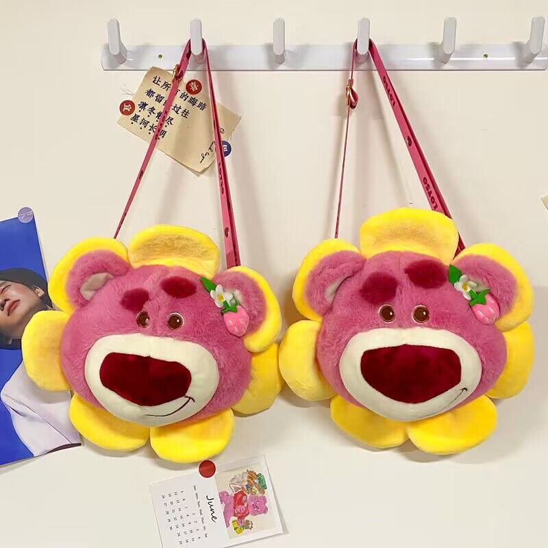 Sunflower Strawberry Bear Plush Bag for Women 2023 New Style Cartoon Plush Hand-held Doll Bag Series full figure