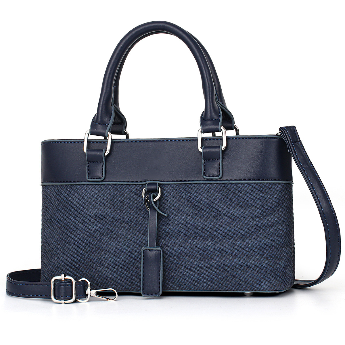 Cross-border middle-aged women's handbag 2025 New large-capacity patchwork tote trendy bag, practical and casual single-shoulder bag details Picture