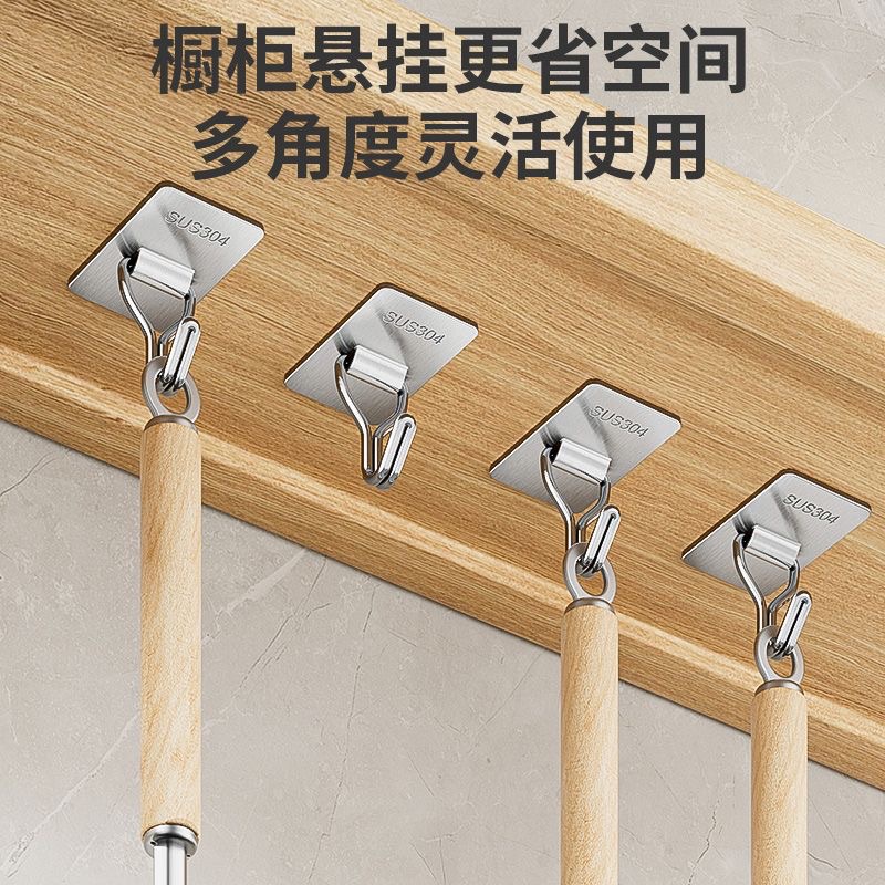 Thickened folding stainless steel hook, no need for drilling, strong and seamless wall load-bearing adhesive hook, kitchen and bathroom storage hook details Picture