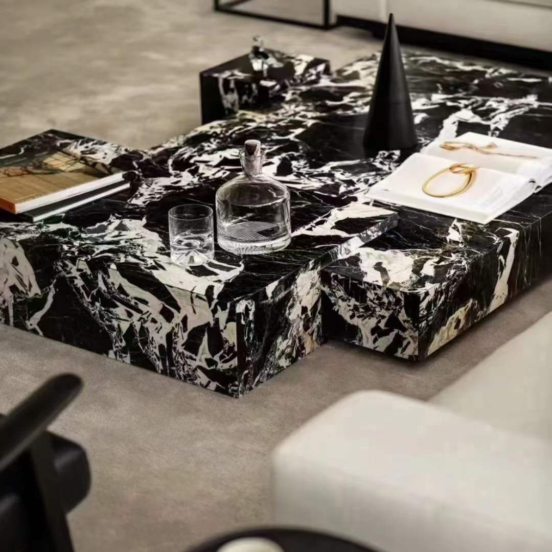 Bulgari black natural luxury stone dining table, round Italian light luxury marble rectangular dining table, tea side table Specification drawing