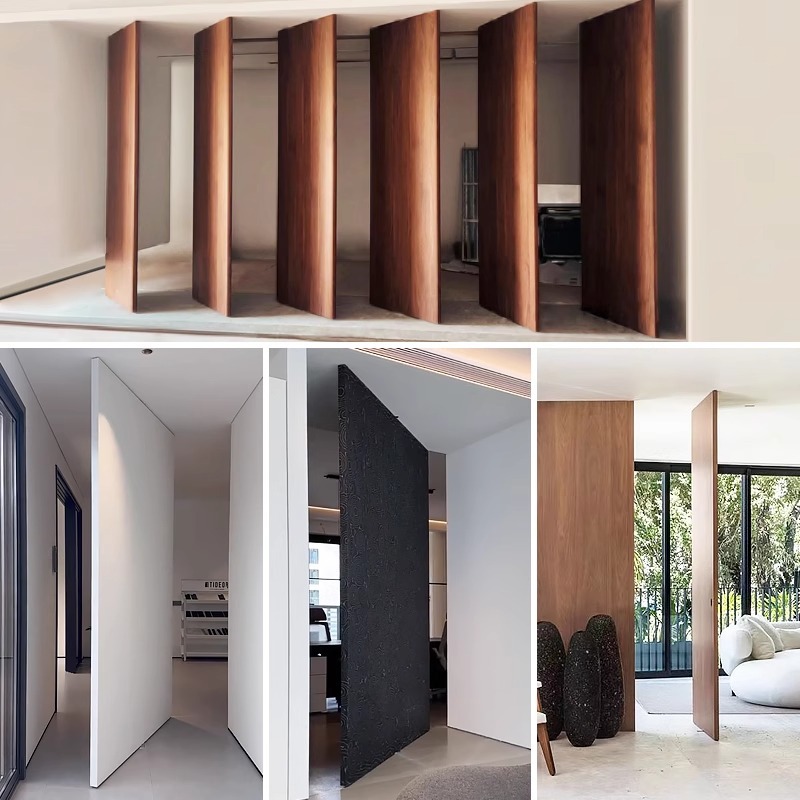 Stainless steel middle shaft door accessories, upper and lower hinge wooden door, aluminum frame, 360-degree rotation, 90-degree frame middle shaft door hydraulic actuator Application Scenario