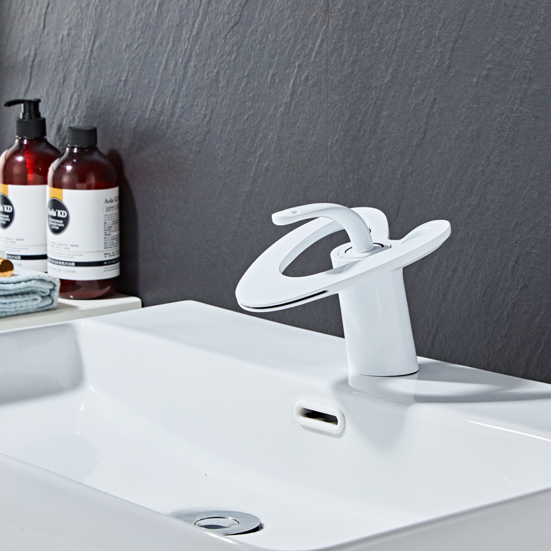 Modern and simple bathroom faucet, bathroom cabinet, washbasin faucet, hollowed-out cold and hot dual outlet faucet full figure