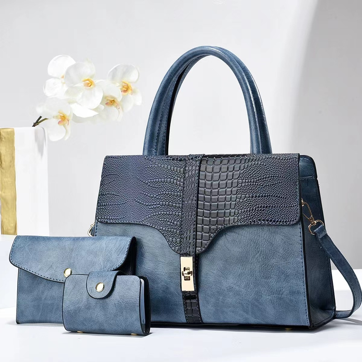 New fashionable three-piece set, high-end handbag, large-capacity Kelly bag, simple crossbody, cross-border bestseller Application Scenario