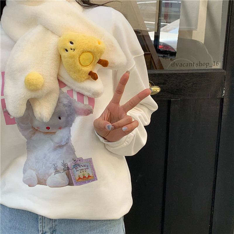 Cute blush puppy plush scarf, Korean Instagram style, girlish heart, new autumn and winter warm, thickened cross neck details Picture