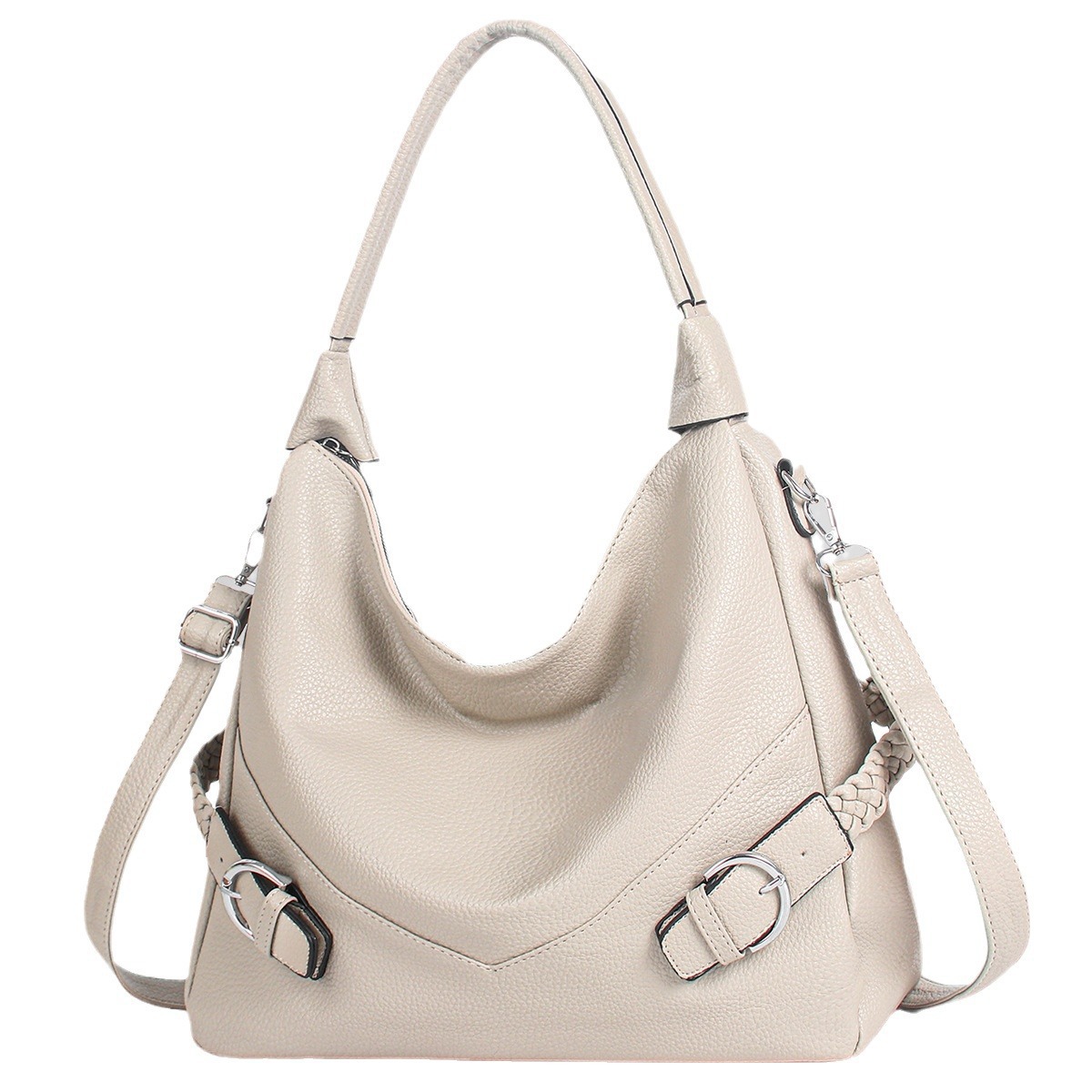 Middle-aged soft leather mom bag, large-capacity handbag, trendy and fashionable women's bag, elegant and versatile, high-end single-shoulder crossbody bag Item Picture