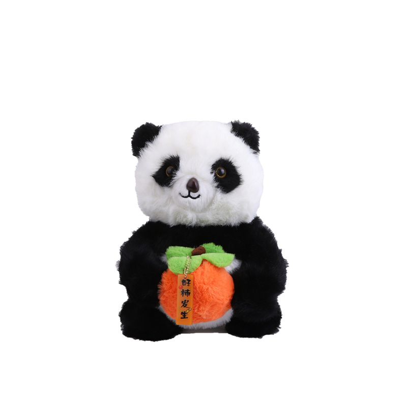 New cartoon "Good Persimmon Happens" panda plush toy double backpack, realistic panda souvenir children's backpack gift Item Picture