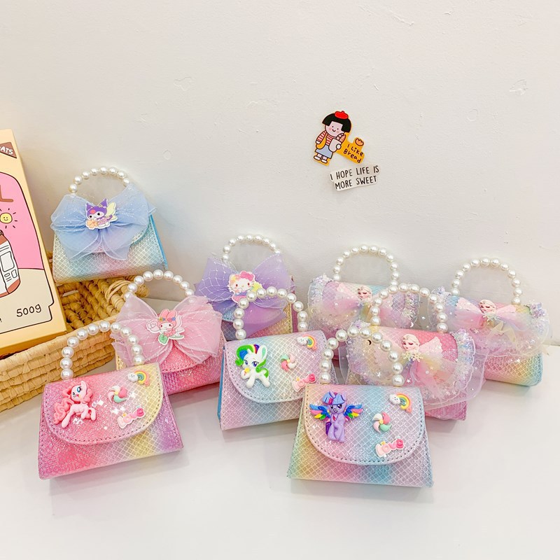 Rainbow Little Pony Cute Girl Handbag 2025 New Style Baby Out Outfit Cartoon crossbody Bag Elsa bag full figure