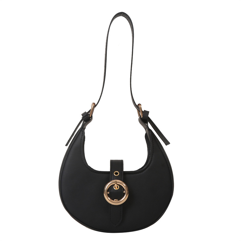 Korean style popular women's bag, retro and fashionable handbag, fashionable lychee pattern crescent bag, simple underarm single-shoulder crossbody bag Item Picture