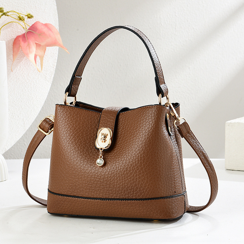 In-stock women's bucket bag, a new trendy single-shoulder crossbody bag with contrasting colors for summer commuting, simple and versatile Specification drawing