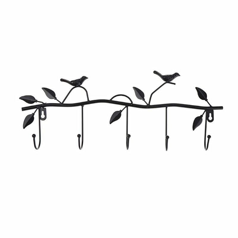 Creative leaves, birds, hooks, keys, ironwork doors, rear hanging clothes hooks, country wall hooks, clothing store clothes hooks, doors and Windows Item Picture