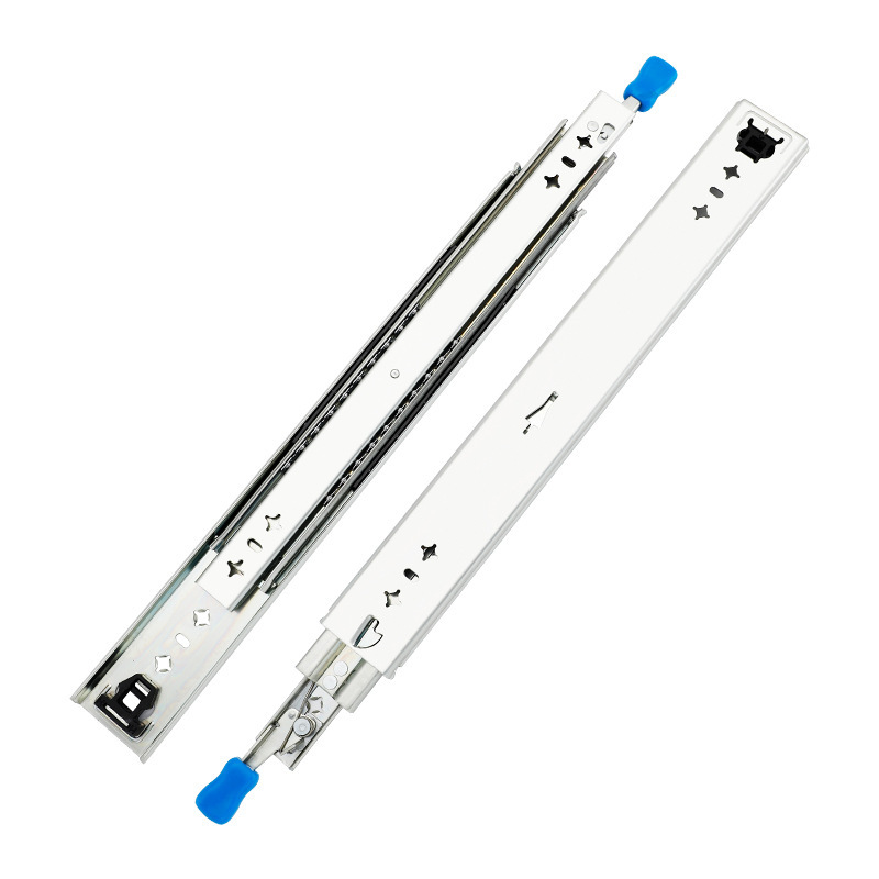 Wholesale 53 broadband lock heavy-duty slide rail, thickened industrial silent slide rail, lock device, three-section cabinet slide rail Item Picture