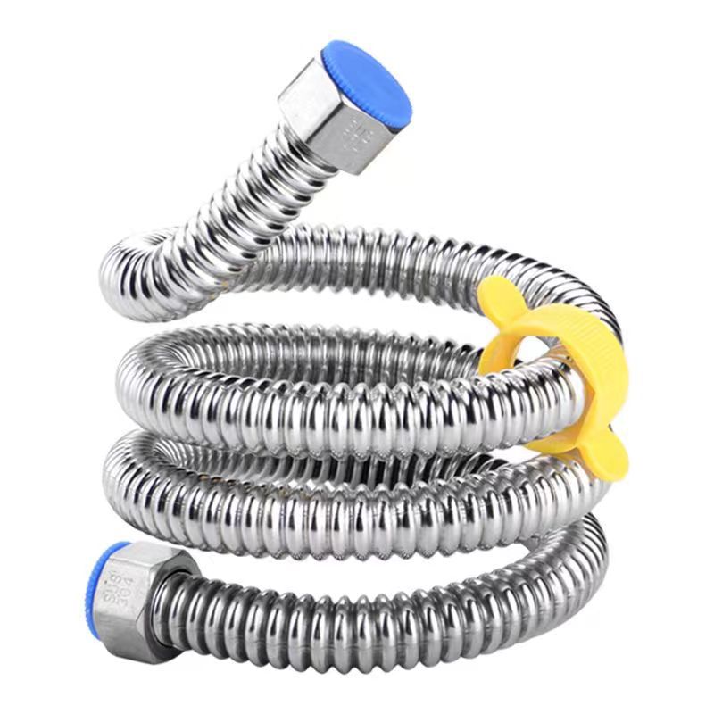 4-point inlet and outlet water pipes: 304 stainless steel corrugated pipe, cold and hot explosion-proof household flexible hose water heater, thickened high-pressure explosion-proof pipe Item Picture