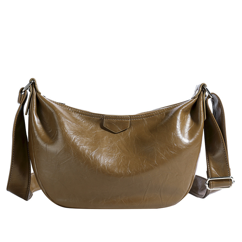 High-end large-capacity soft leather bag for women 2024 new style, trendy, simple and retro single-shoulder bag, commuting crossbody dumpling bag Item Picture