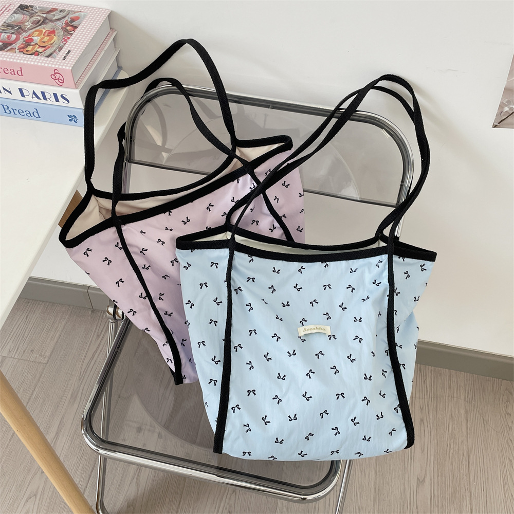 54104 Large-capacity bag, new spring and summer women's single-shoulder bag, casual and stylish bow commuter tote bag Specification drawing