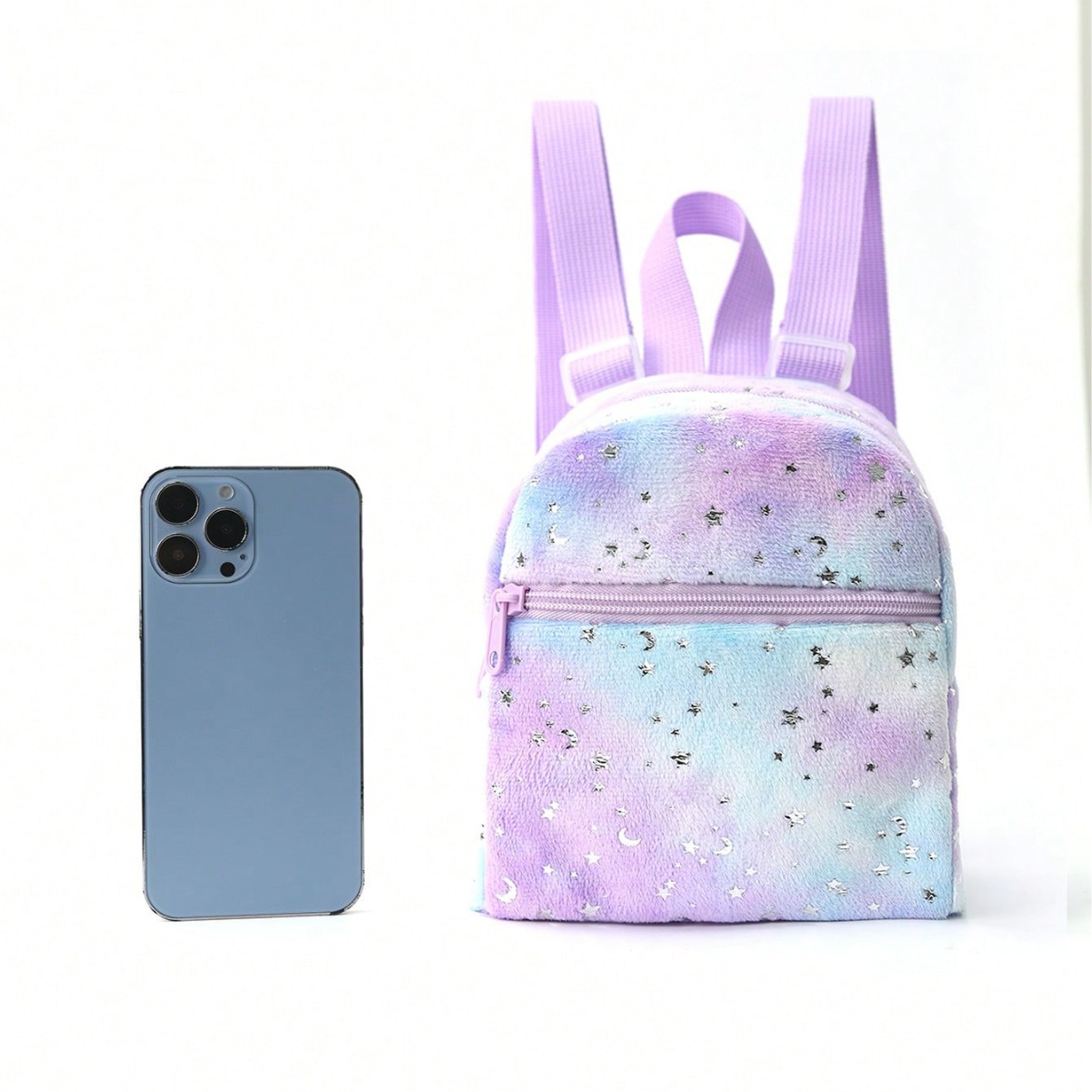 A mini and cute cross-border best-selling women's fashion backpack with star and moon prints, soft plush and adjustable Application Scenario