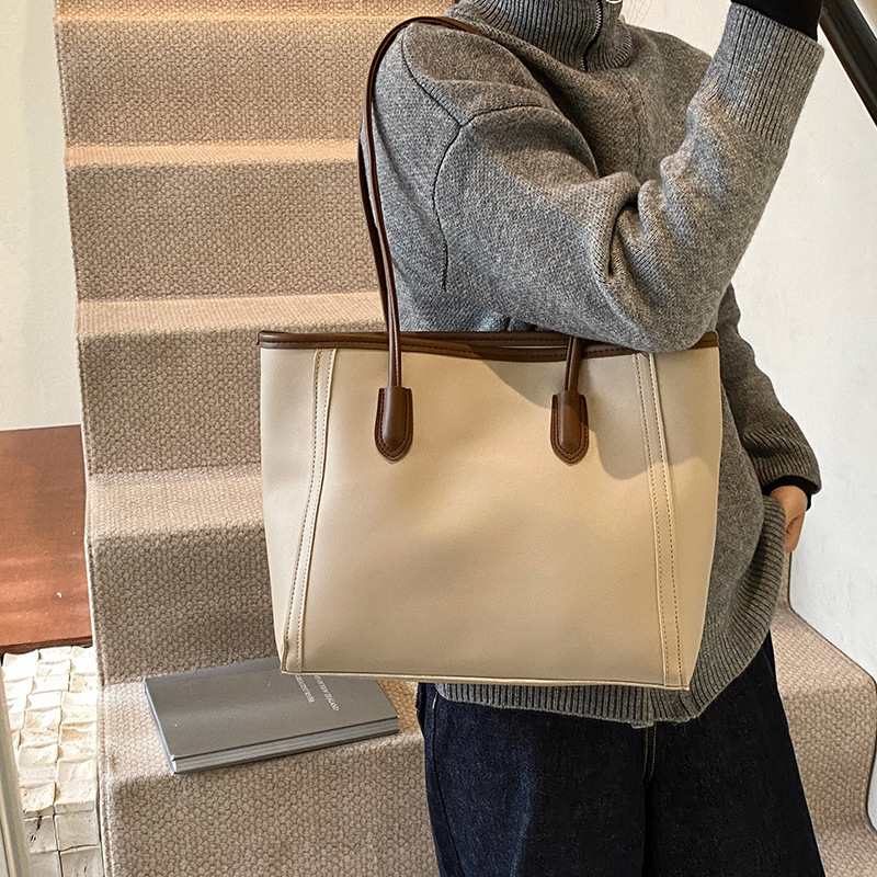 Retro large-capacity women's bag, minimalist style 2025 new trendy Korean-style artistic tote bag, fashionable commuting single-shoulder bag details Picture