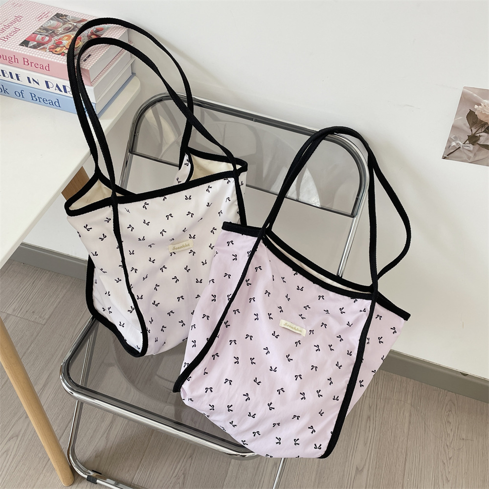 54104 Large-capacity bag, new spring and summer women's single-shoulder bag, casual and stylish bow commuter tote bag details Picture